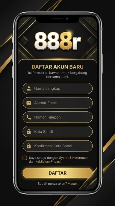 Tampilan halaman daftar 888r