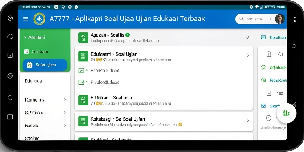Antarmuka A7777 saat mengerjakan soal ujian interaktif.