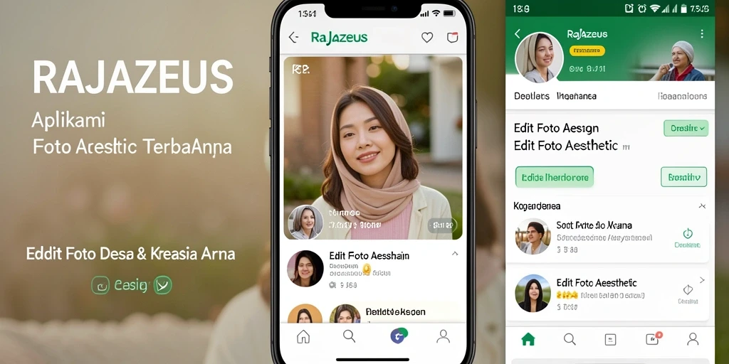 Antarmuka intuitif aplikasi RAJAZEUS untuk edit foto aesthetic.