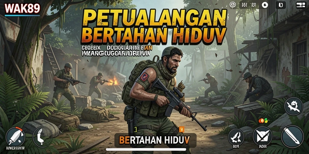 Screenshot WAK89 menunjukkan aksi bertahan hidup yang intens di tengah hutan.